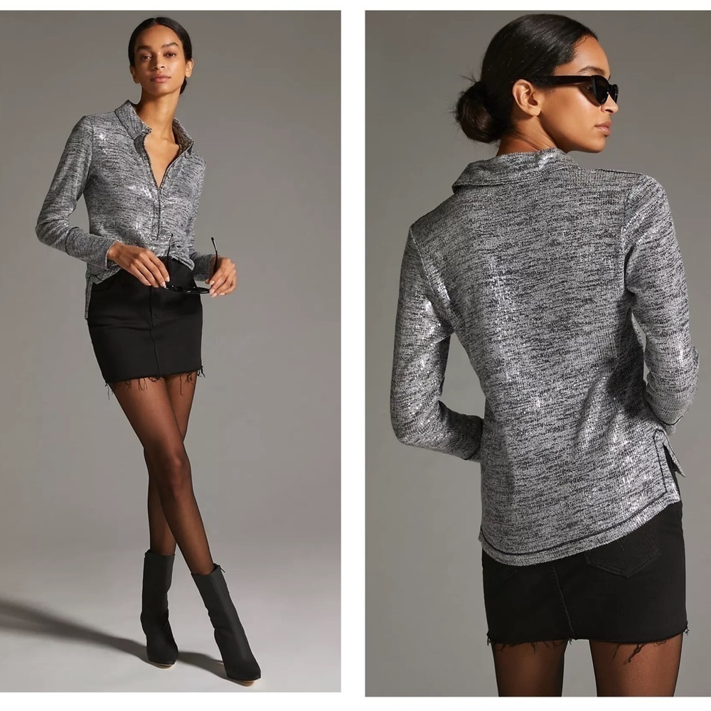 Pilcro Shimmer Collared Shirt - Anthropologie SzS